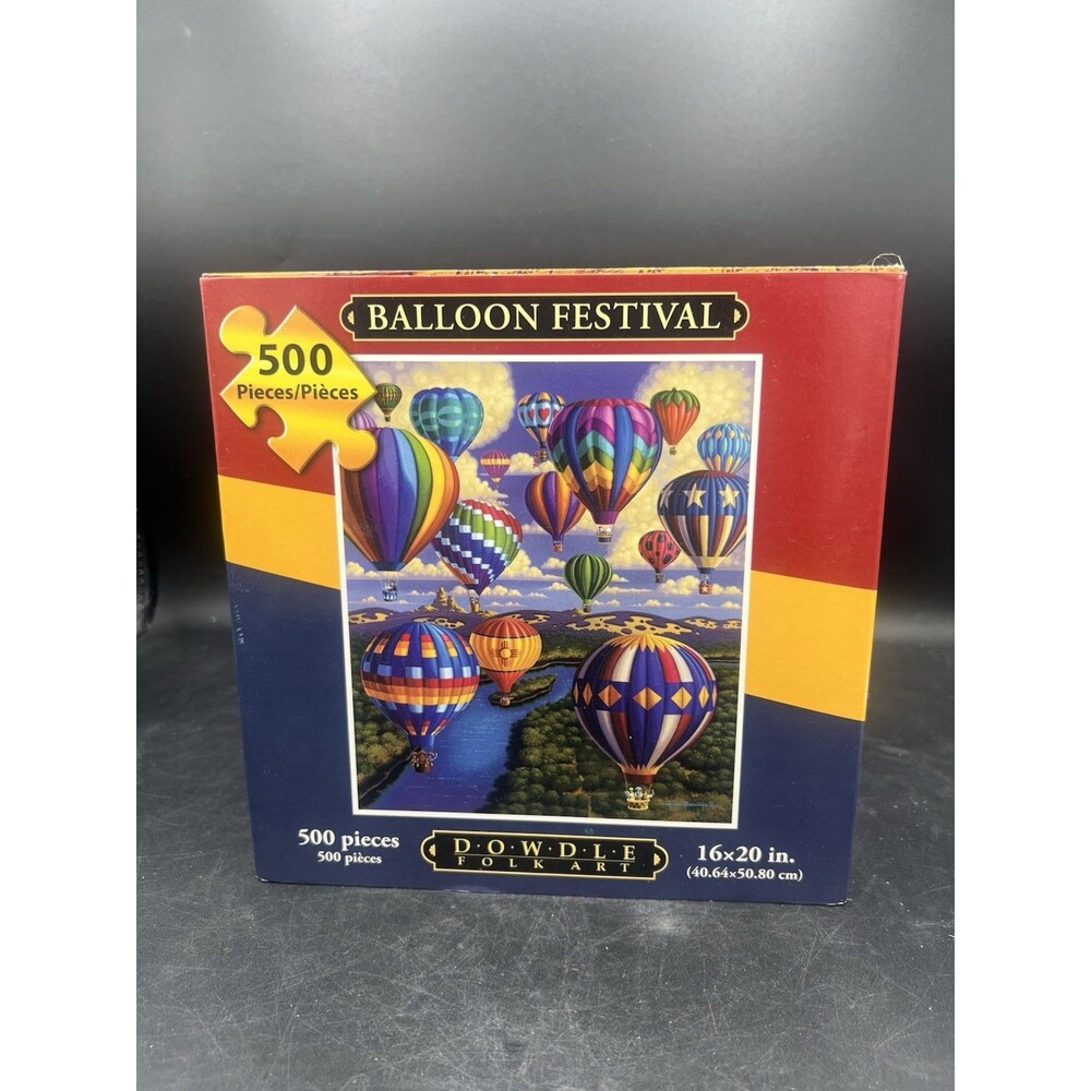 Dowdle Folk Art Balloon Festival Puzzle 500 Pc New Sealed Collectors Box Sleeve